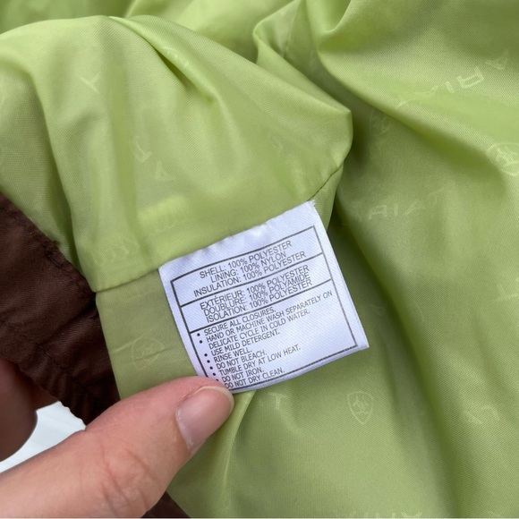 Ariat Quilted Snap Jacket Coat Small Floral Embroidered Cowgirl Granola Brown - Picture 8 of 8